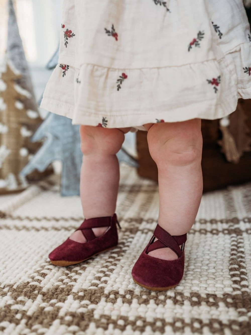 Littlelovebug Toddler Baby Girl Grace shoes ballerina flat cranberry red suede 8